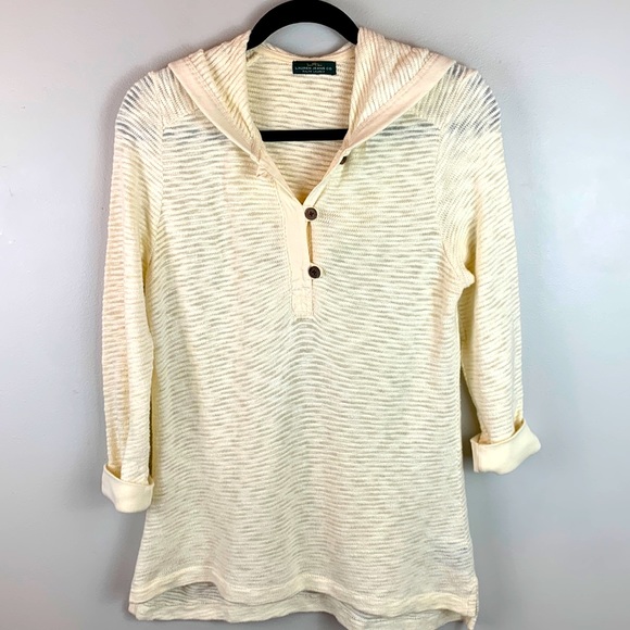 LRL Lauren Jeans Co Brushed Cotton Hoodie with 3 Button Front - Picture 1 of 9